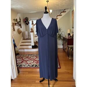 Old Navy 3X Smocked Button-Front Gray Midi Babydoll Soft Rayon Dress Boho Comfy